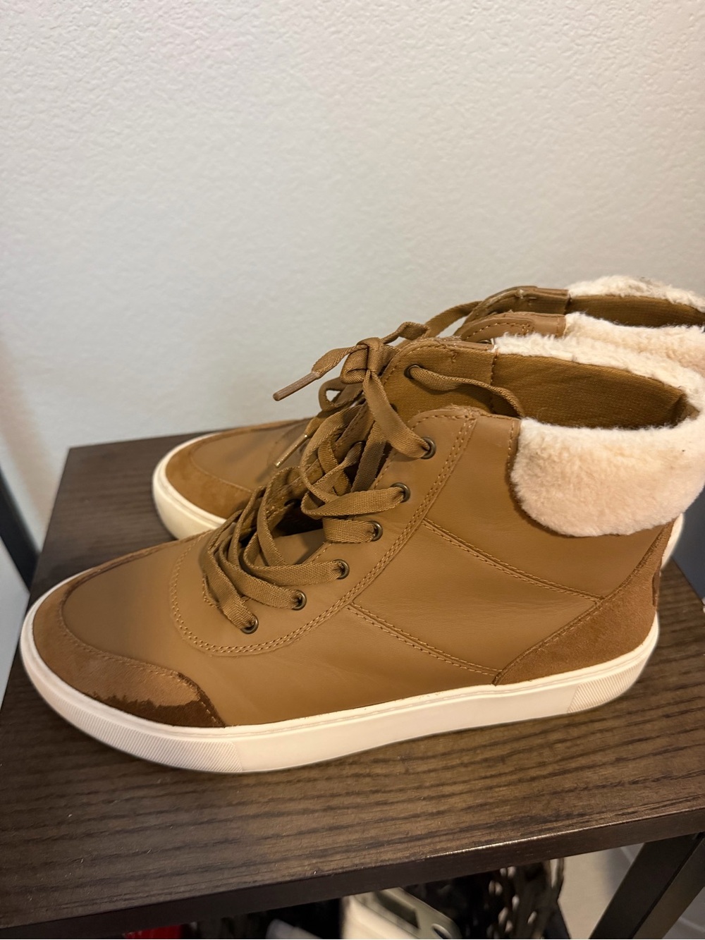 Ugg Tan Faux-Shearling High Top Sneakers